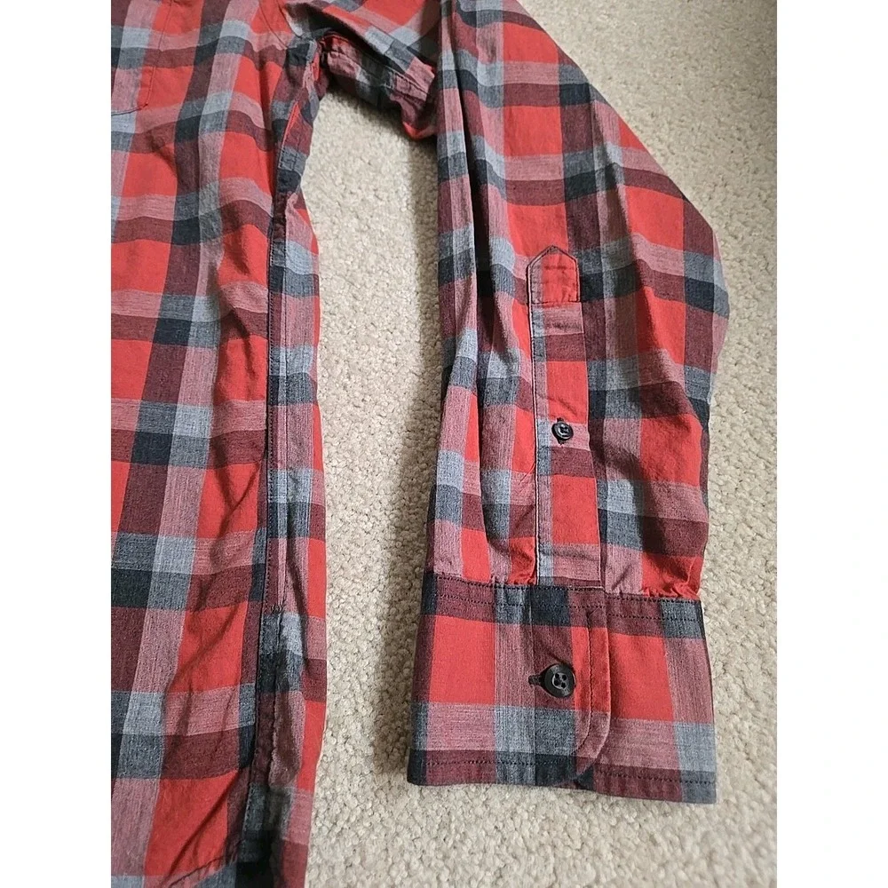 J. Crew Button‎ Down Shirt Large L Long Sleeve Plaid Red Black Gray Cotton 100%